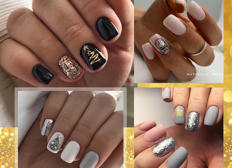 Новогодний маникюр на короткие ногти: от классики до ярких акцентов